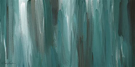 Meet Halfway - Teal and Gray Abstract Art Painting by Lourry Legarde