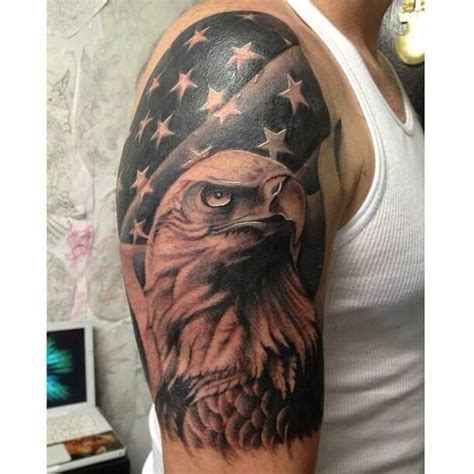 17 Bald Eagle With American Flag Tattoo Designs for Men and Women ...