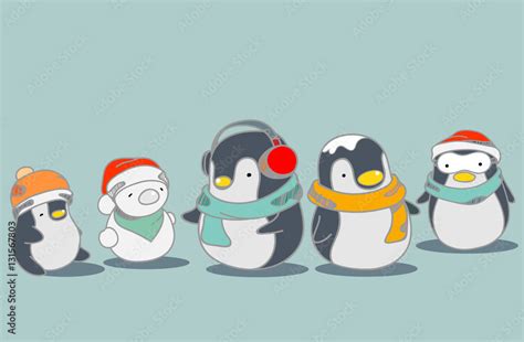 Cute penguins wallpaper in a merry Christmas greetings. Isolated ...