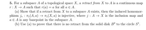 Solved 5. For a subspace A of a topological space X, a | Chegg.com