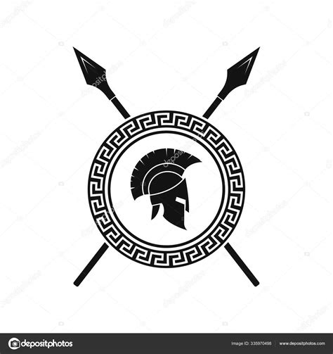 Vector illstration of spartan helmet logo on white background. Isolated ...