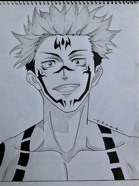 a drawing of an anime character with his face painted black and white ...