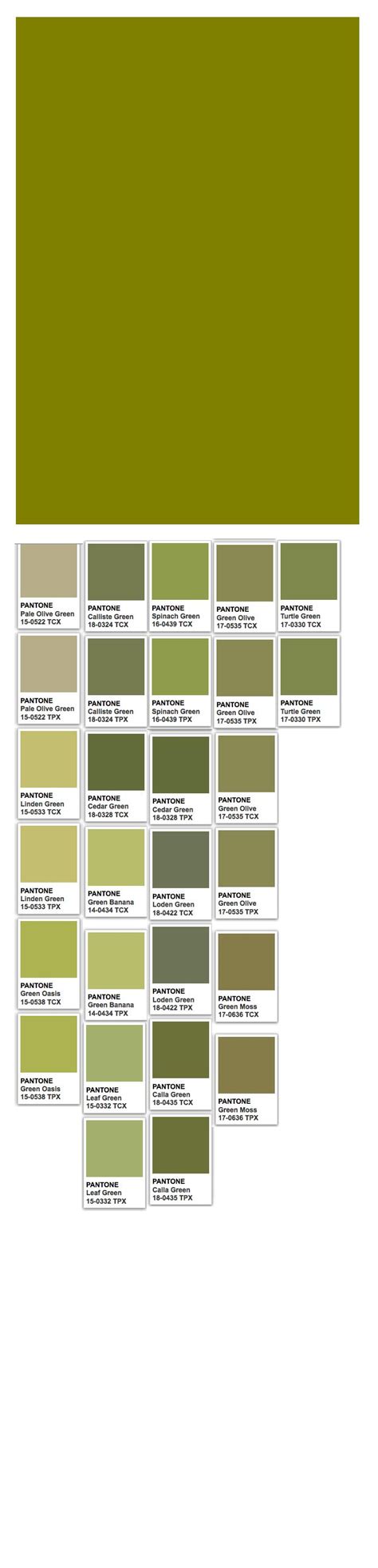 Olive (web) and Pantone colors | Pantone green, Olive green paints ...