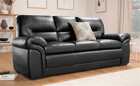 Bromley 3 Seater Sofa, Black Classic Faux Leather Only £599.99 ...