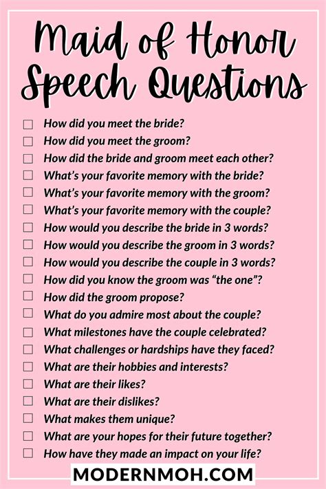 20 Questions to Help you Write Your Maid of Honor Speech | Modern MOH