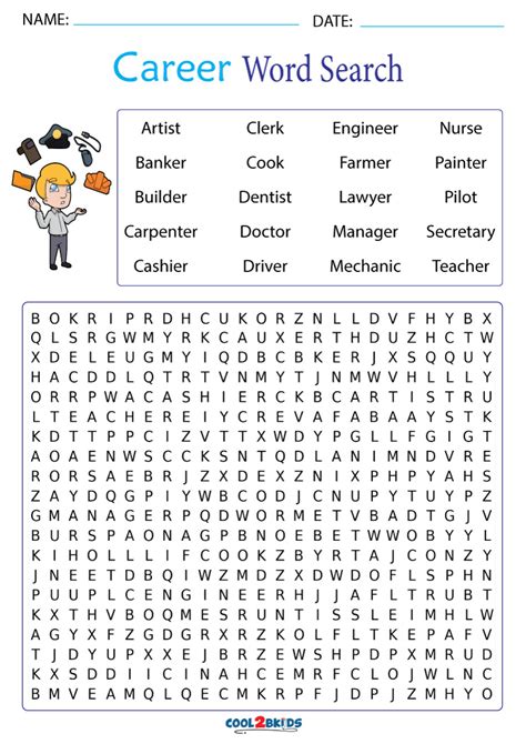 Printable Career Word Search - Cool2bKids