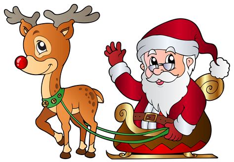 Santa and Rudolph PNG Clipart Image | Santa and reindeer, Christmas ...