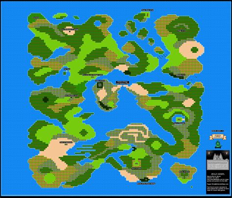 Dargon Warrior III - Alefgard Overworld Nintendo NES Map