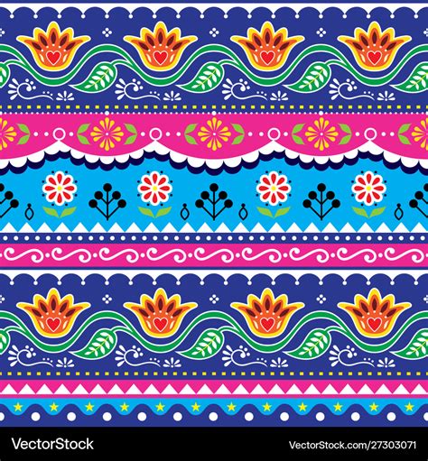 Pakistani truck art seamless design indian Vector Image