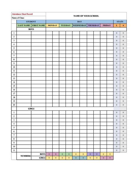 50 Attendance Sheet Excel Template | RedlineSP