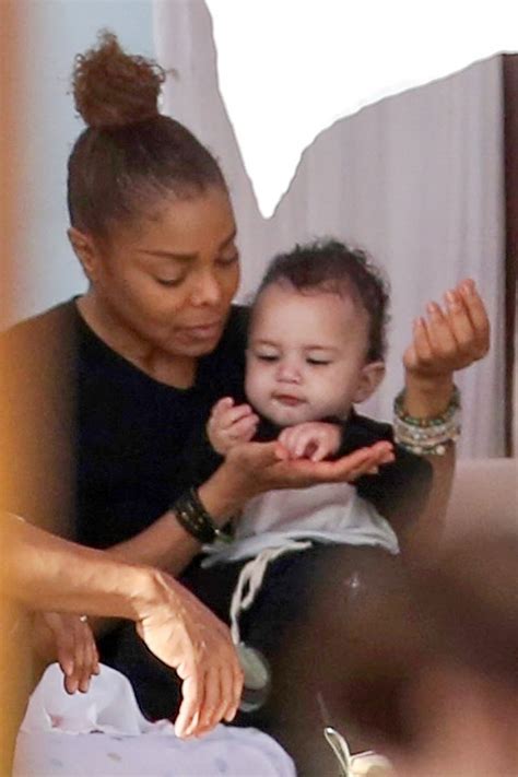 Janet Jackson pictured feeding her baby son Eissa in Miami Beach, Florida