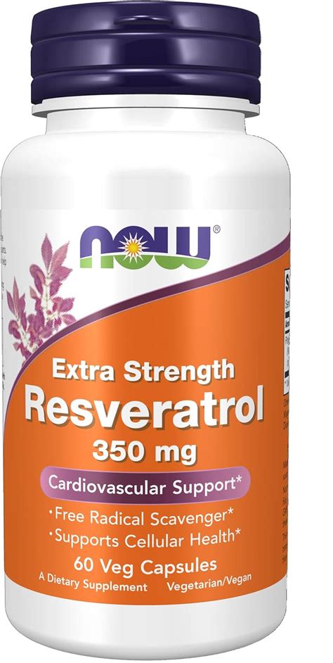 Amazon.com: NOW Supplements, Extra Strength Resveratrol 350mg, Natural ...