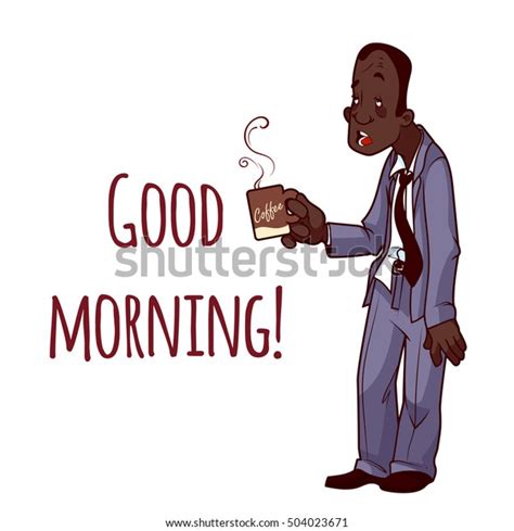 Sleepy African American Man Suit Cup Stock Vector (Royalty Free) 504023671