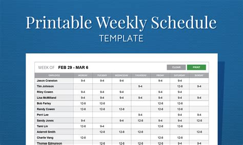 Free Monthly Work Schedule Template | Weekly Employee 8 Hour Shift ...