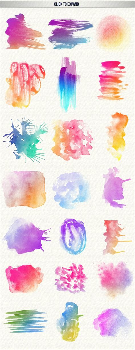 111 Watercolor Brushes ~ Photoshop Add-Ons ~ Creative Market | Colorful ...