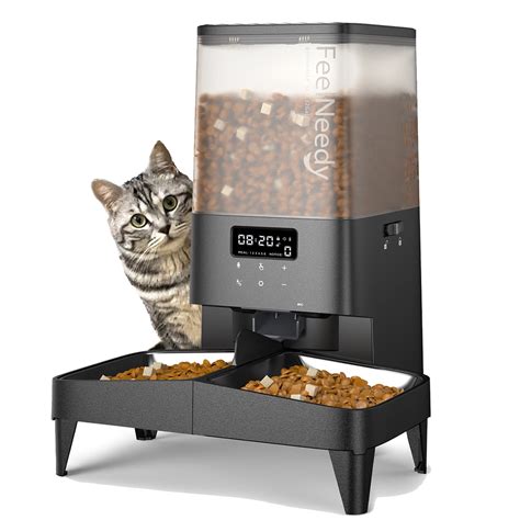 FeelNeedy Automatic Cat Feeder, 5L Timed Pet Food Dispenser, Elevated ...