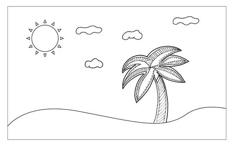 Beach line art for painting and imagine. Nutural and Sketch art concept ...