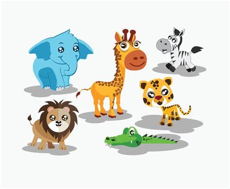 Cute Cartoon Animals Vector Vector Art & Graphics | freevector.com