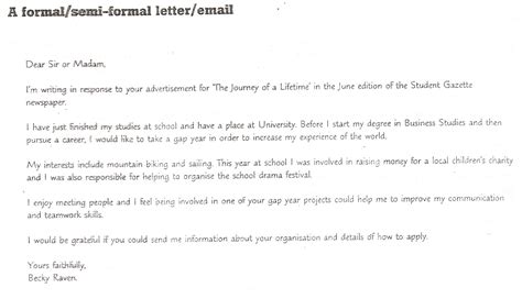 Teens 6: A formal/semi-formal letter/email