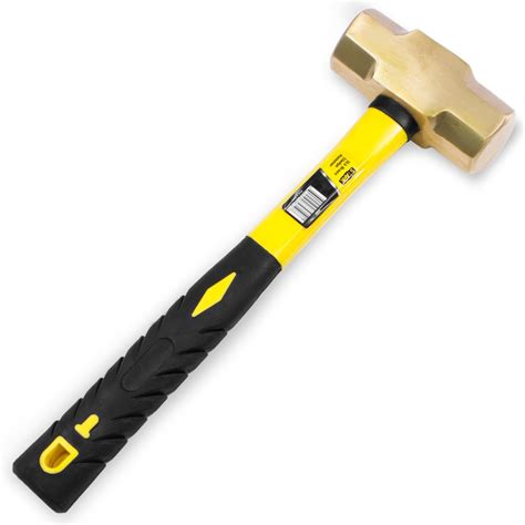 3lb Forged Steel Solid Brass Sledge Hammer Non Sparking Fiberglass Soft ...