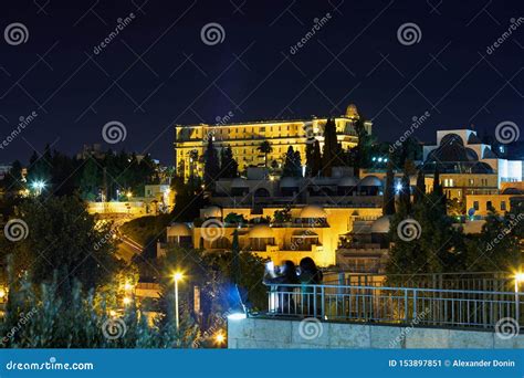 View of Jerusalem at Night with Beautiful Lighting Stock Image - Image ...