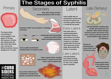 What are the three stages of Syphilis?