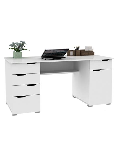 Home Office White Desk - Bridport Contemporary Home Office Desk With ...