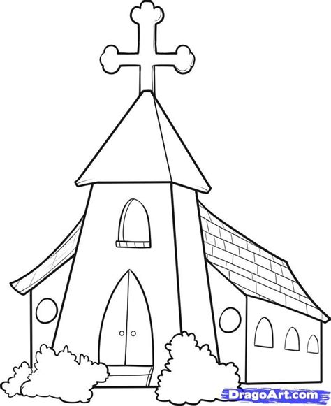 how to draw a church step 7 Art Drawings For Kids, Drawing Images, Easy ...