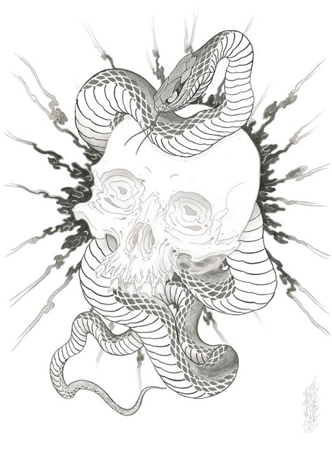 Skull Snake Drawing at PaintingValley.com | Explore collection of Skull ...