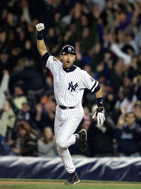 New York Yankees Derek Jeter Celebrates by New York Daily News Archive