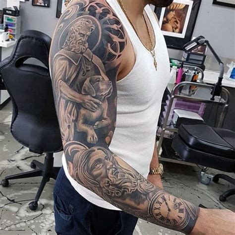 50 Jesus Sleeve Tattoo Designs For Men - Religious Ink Ideas