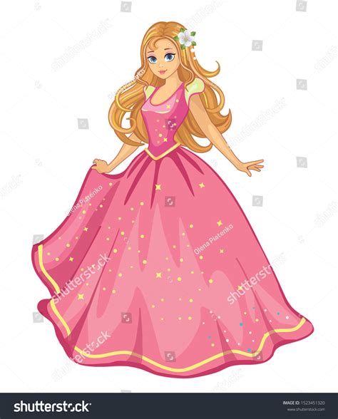 Beautiful Princess Pink Dress Ball Gown Stock Vector (Royalty Free ...