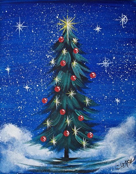 Simple Christmas TREE Step By Step Acrylic Painting On Canvas For ...