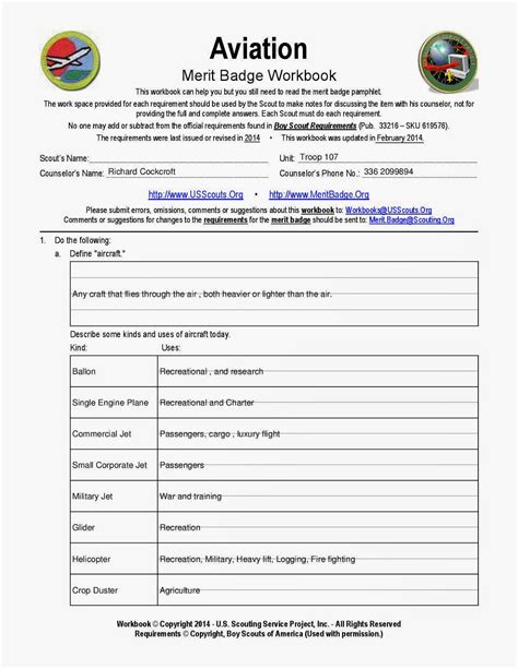 Camping Merit Badge Worksheet Completed