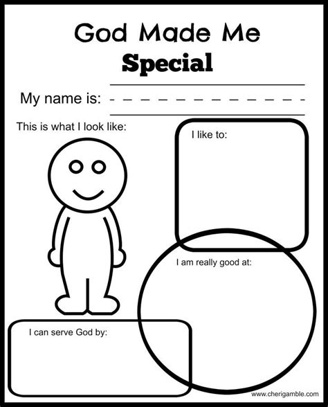 God Made Me Special: Printables for Young Children | Preschool bible ...