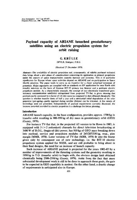 (PDF) Payload capacity of ARIANE launched geostationary satellites ...