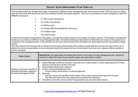 Project Scope Management Plan Template This template guides