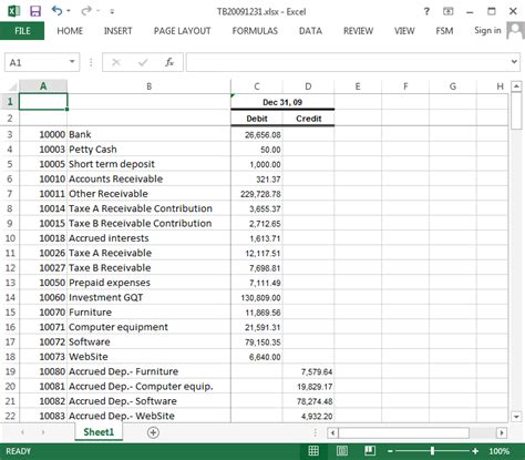 Excel FSM | Trial balance data | Financial Statement Masters