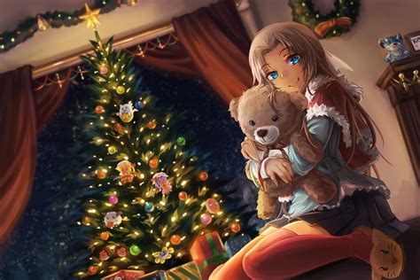 fan art, Anime girls, Christmas Tree, Thigh highs Wallpapers HD ...