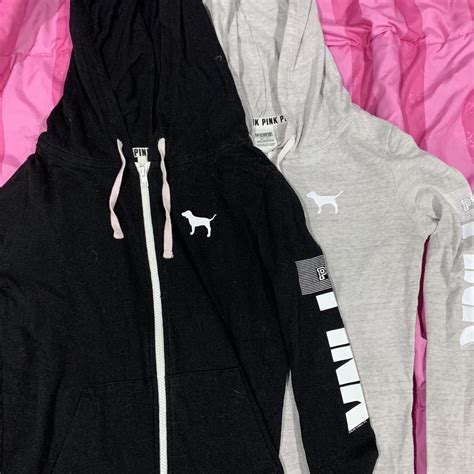 PINK VICTORIA’S SECRET Hoodies Black & Light... - Depop