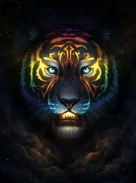 HD wallpaper: tiger head painting, artwork, Jonas Jodicke, clouds ...