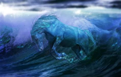 Wallpaper wave, water, fiction, the ocean, horse, fantasy, ocean, water ...