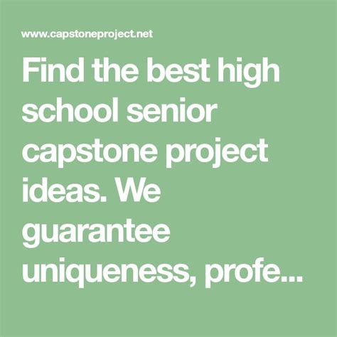 Find the best high school senior capstone project ideas. We guarantee ...