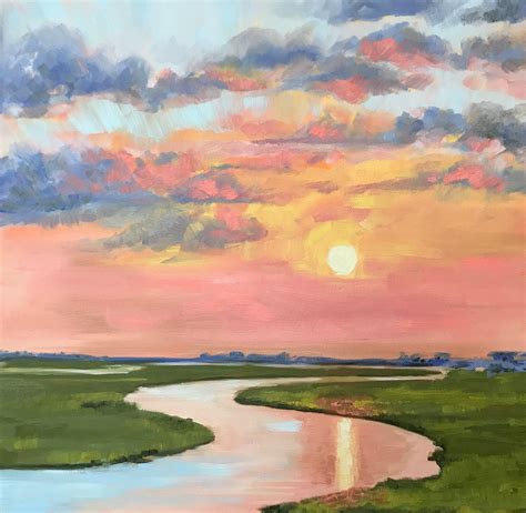 Coastal Marsh Landscape Giclee Canvas, Sunset in the Lowcountry Square ...