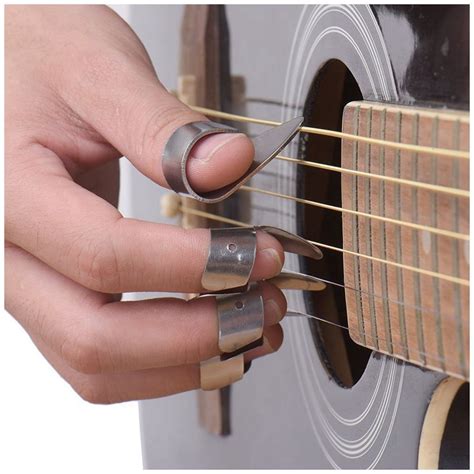 3 Metal Finger Picks + 1 Thumb Pick Set Guitar Fingerpicks For Guitar ...