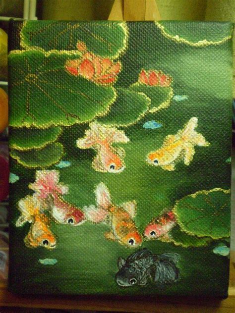 Chinese Goldfish in Pond with Lotus miniature | Etsy | Goldfish ...