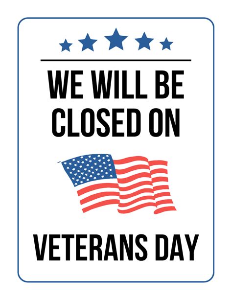 Closed Sign Template - Veterans Day Download Printable PDF | Templateroller