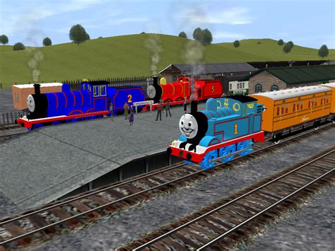 Trainz - James and Edward meet Thomas by Damocles178 on DeviantArt