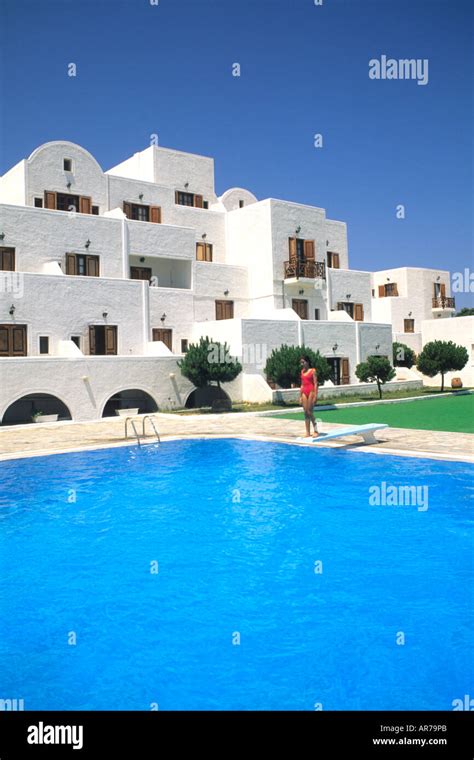 Santorini Palace Hotel pool in beautiful santorini Greece Stock Photo ...