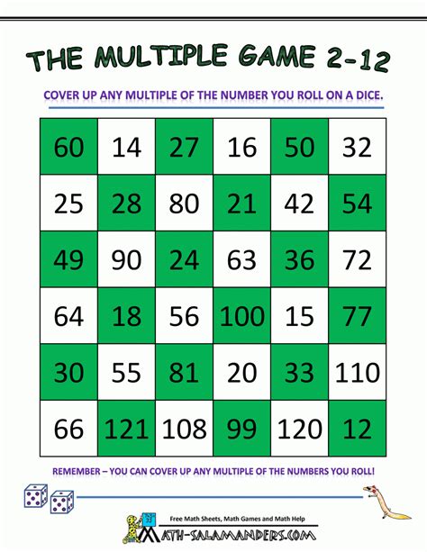 Multiplication table games printable - bxeminder